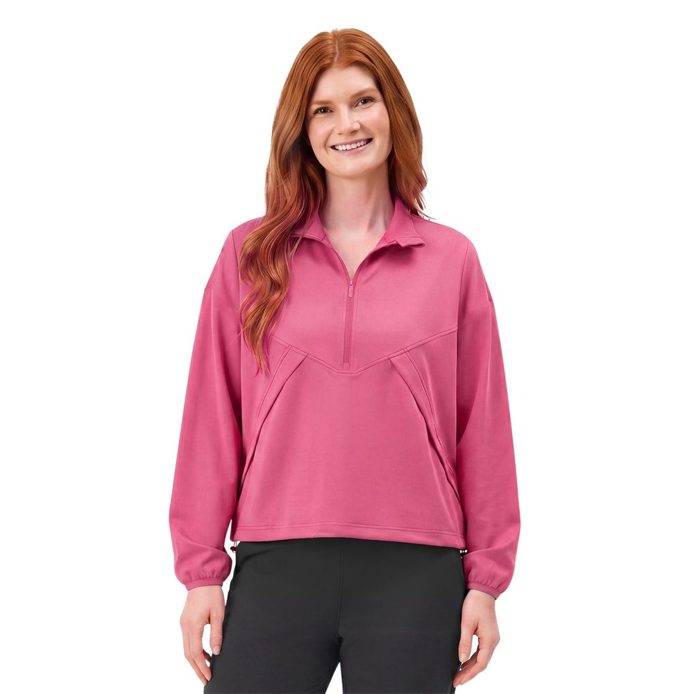 Member's Mark Womens Travel Half-Zip Pullover Pink Size L Mock Neck Sweatshirt